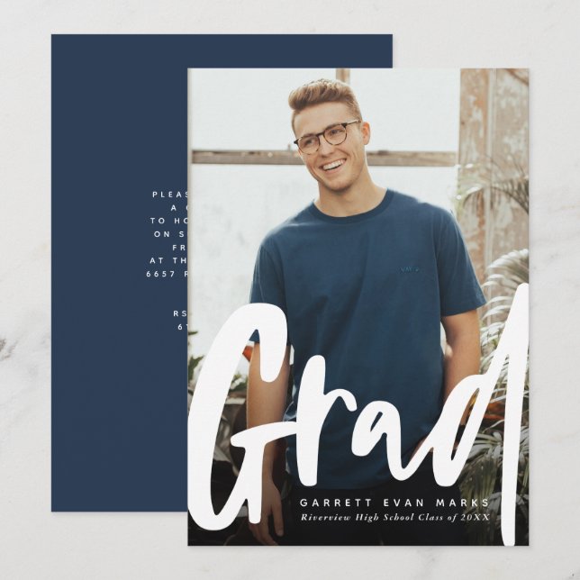 Audaz graduación moderna de fotos verticales de mo (Anverso / Reverso)