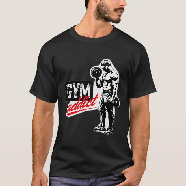 Audaz Gym Addict Silhouette Halterofilia Camiseta (Anverso)