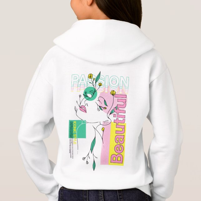 Audaz hoodie gráfico para Chicas - Blanco, Fun Flo (Reverso)