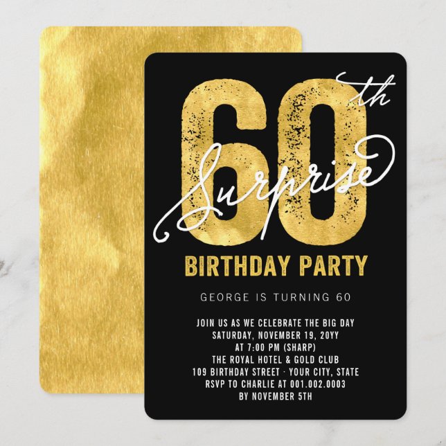 Audaz invitación a fiesta de cumpleaños número 60  (Anverso / Reverso)