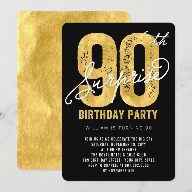 Audaz invitación a fiesta de cumpleaños número 90  (Anverso / Reverso)