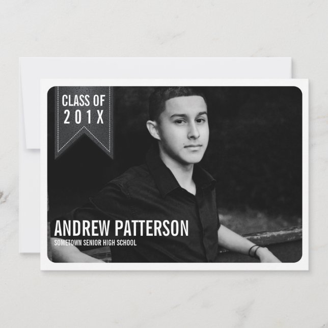 Audaz Invitación de foto de graduación de banner c (Anverso)