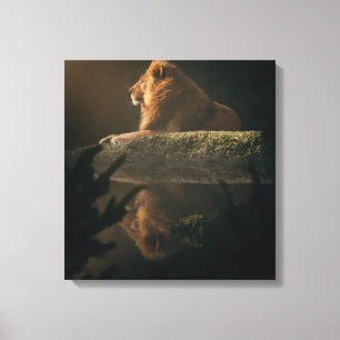 Audaz León Negrita Sombra Doble Arte De Lienzo