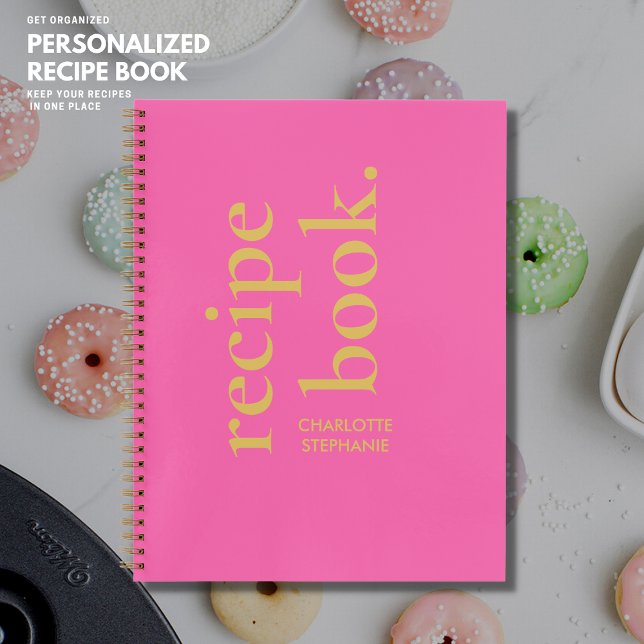 Audaz libro de recetas de tipografía rosa moderna (Subido por el creador)
