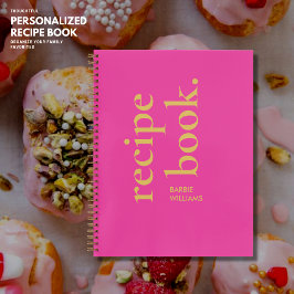 Audaz libro moderno de recetas de tipografía rosa