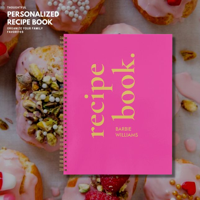 Audaz libro moderno de recetas de tipografía rosa  (Subido por el creador)