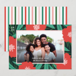 Audaz marco floral tarjeta de vacaciones de año nu