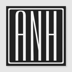 Audaz Monograma Moderno 3 Iniciales   Blanco sobre