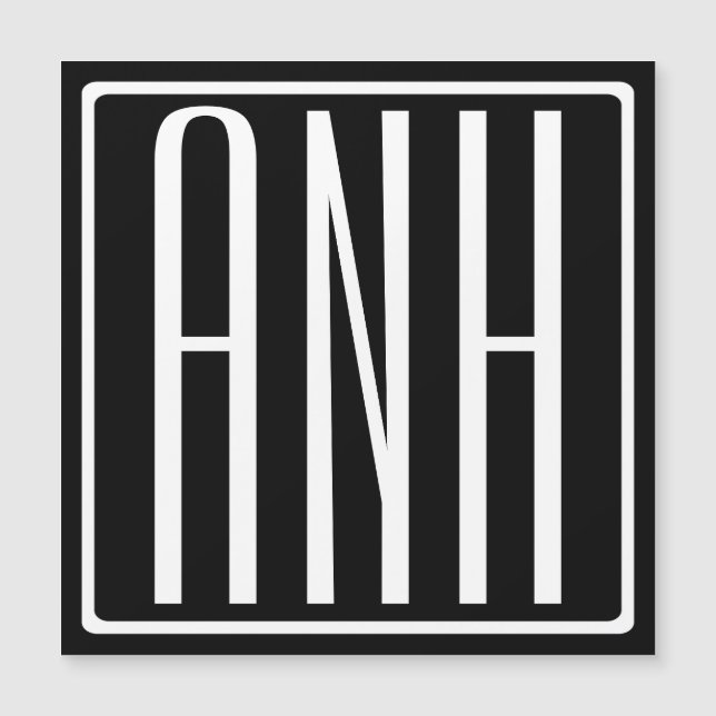 Audaz Monograma Moderno 3 Iniciales | Blanco sobre (Anverso)