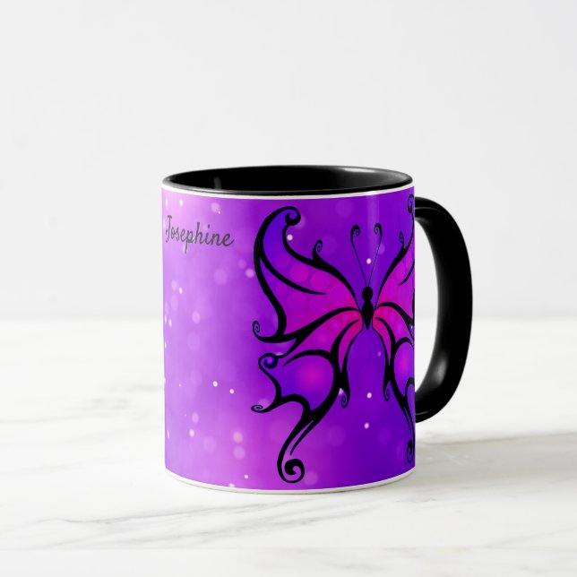 Audaz Morado Mariposa Café Copa Gift Mug (Anverso derecho)