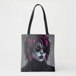 Audaz mujer gráfica tocó la bolsa con gafas de sol