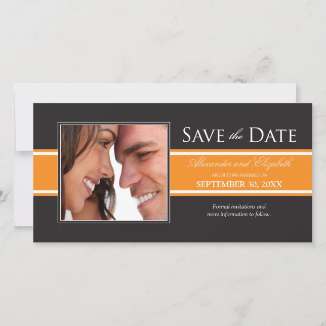 Audaz Naranja Stripe Save the Date Anuncio (Anverso)