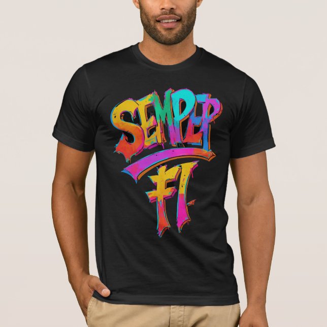 Audaz Orgullo Militar de Camiseta de Graffiti Semp (Anverso)