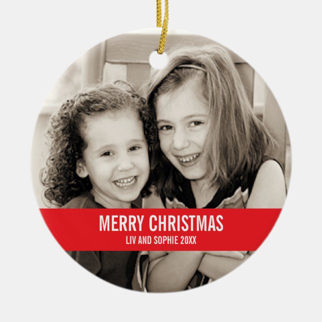 Audaz Ornamento de Navidad Rojo y Blanco (Frente)