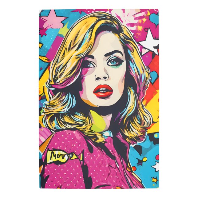 Audaz retro retrato de arte pop arte Metalizado de (Anverso)