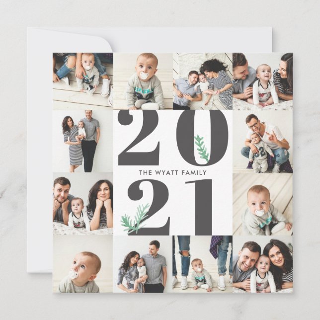 Audaz Tarjeta de 12 Fotografías de Año Nuevo 2018  (Anverso)
