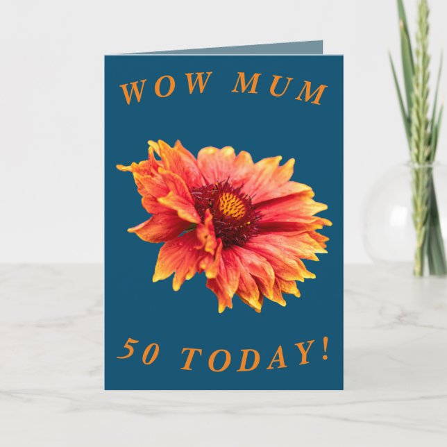 Audaz tarjeta de cumpleaños 50º floral para Mamá (Anverso)