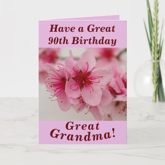 Audaz tarjeta de cumpleaños 90 floral para la abue (Anverso)