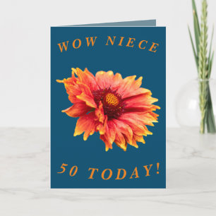 Audaz tarjeta de cumpleaños número 50 de floral pa