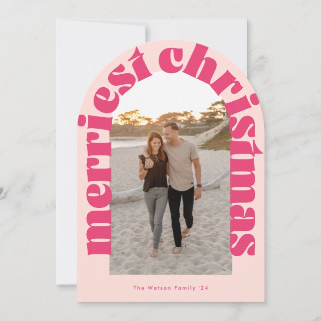 Audaz tarjeta de festividad de color rosa retro -  (Anverso)