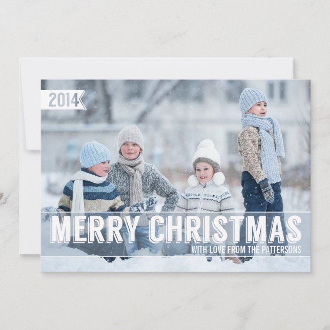 Audaz tarjeta de foto grande de navidad moderna (Anverso)