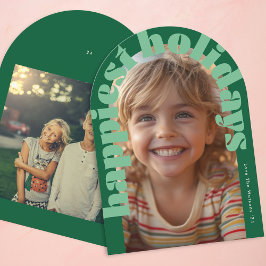 Audaz tarjeta de Navidades Retro Verde Foto Modern