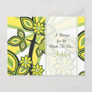 Audaz tarjeta de receta floral verde amarillo para