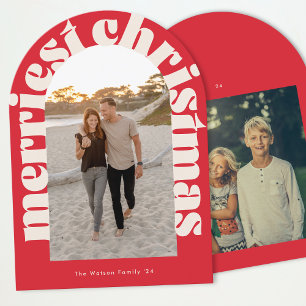 Audaz tarjeta de vacaciones Retro Red Photo Merrie