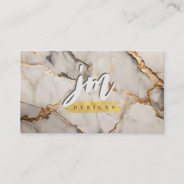 Audaz tarjeta de visita moderna de mármol gris y o (Anverso)