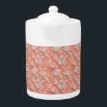 Audaz Tetera Porcelana De Efecto Lazo Floral Coral<br><div class="desc">Audaz Tetera Porcelana De Efecto Lazo Floral Coral 2</div>