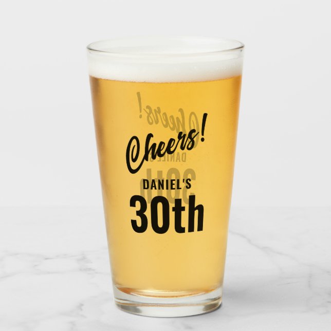 Audaz tipografía Saludos Nombre 30 cumpleaños (Anverso (lleno))