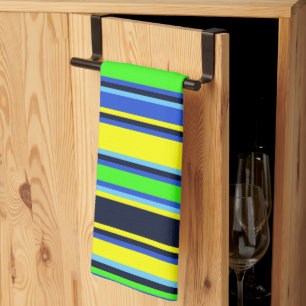 Audaz toalla de cocina rayada azul, limón y amaril
