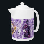 Audaz Violín Púrpura y Tetera de Porcelana Floral<br><div class="desc">Audaz Violín Púrpura y Tetera de Porcelana Floral Lilac</div>