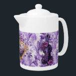 Audaz Violín Púrpura y Tetera de Porcelana Floral<br><div class="desc">Audaz Violín Púrpura y Tetera de Porcelana Floral Lilac</div>
