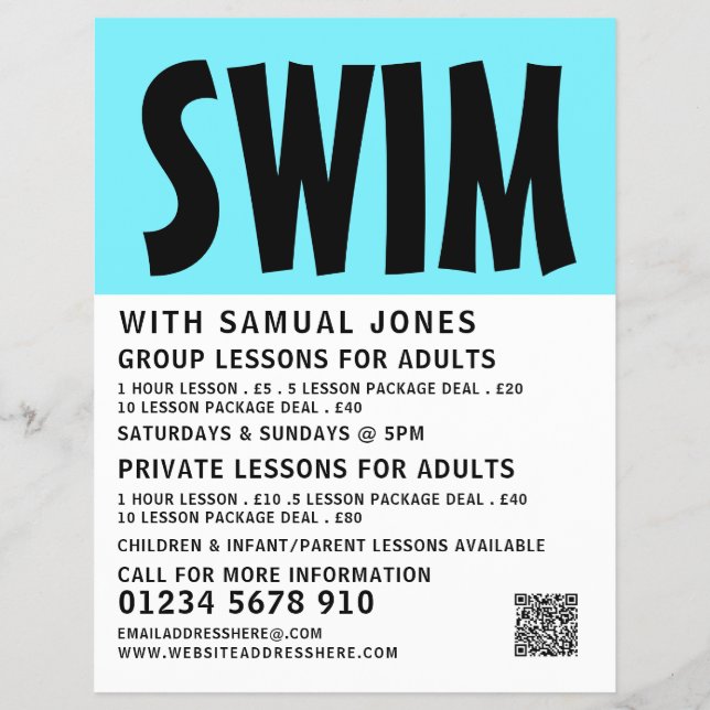 Audaz, Volante de Publicidad de Lección de Natació (Frente)