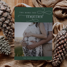 AUDREY Green Cute Navidades Invitación de embarazo