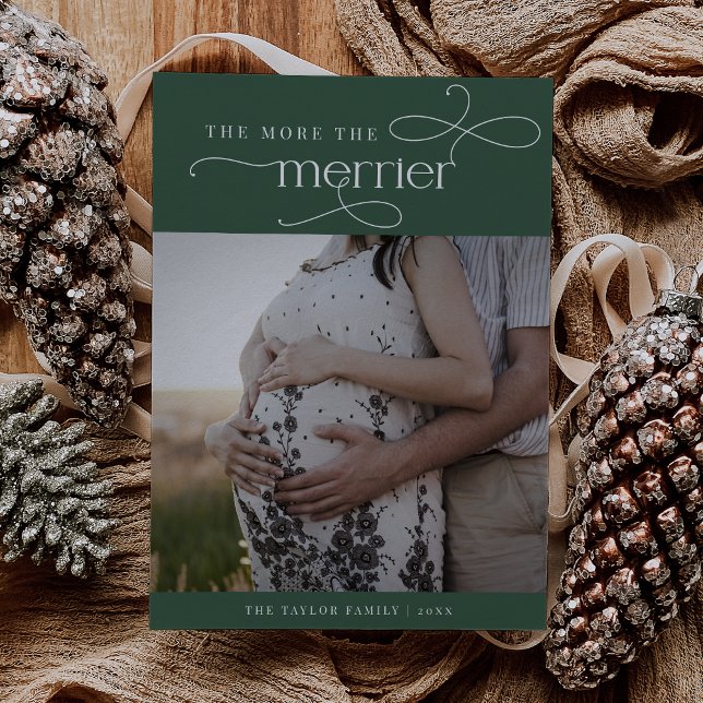 AUDREY Green Cute Navidades Invitación de embarazo (AUDREY Green Cute Christmas Pregnancy Announcement)