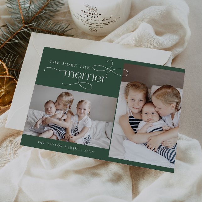 AUDREY Green Navidades Anuncio de nacimiento con t (AUDREY Green Christmas Card Birth Announcement)