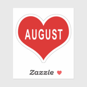 AUGUST Red Love Heart Vinyl Pegatina