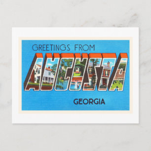 Augusta Georgia GA Vieja tarjeta de viaje de cosec