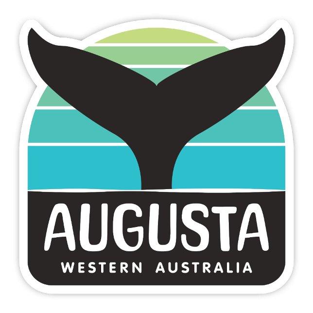 Augusta, Pegatina de Australia Occidental (Augusta Western Australia retro whale tail sticker)