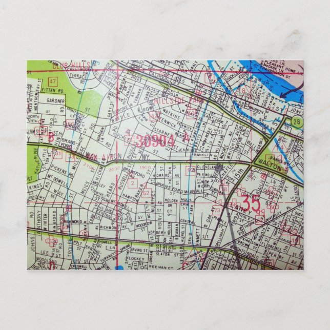 AUGUSTA, tarjeta postal del mapa de cosechas de GA (Anverso)