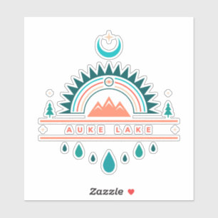 auke lake alaska rainbow moon pegatina