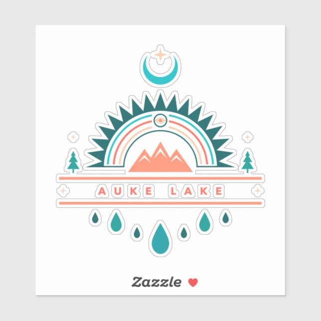 auke lake alaska rainbow moon pegatina (Hoja)