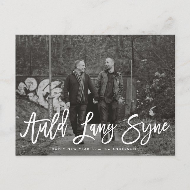 Auld Lang Syne Script | Tarjeta fotográfica de Año (Anverso)
