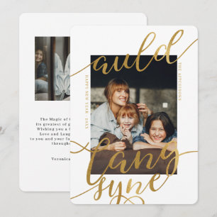 Auld Lang Syne Tarjeta fotográfica con caligrafí