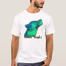 ¡Aúlla Sí! Camiseta de Silueta de Lobo de Galaxia