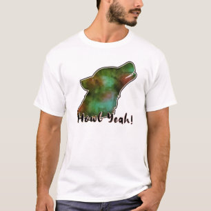 ¡Aúlla Sí! Camiseta de Silueta de Lobo de Galaxia