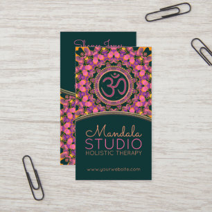 Aum Mandala rosa morado OM Yoga tarjetas de negoci