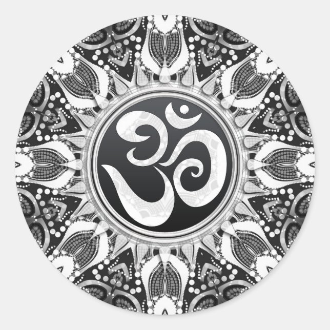Aum Star Black+White Mandala Pegatina (Anverso)